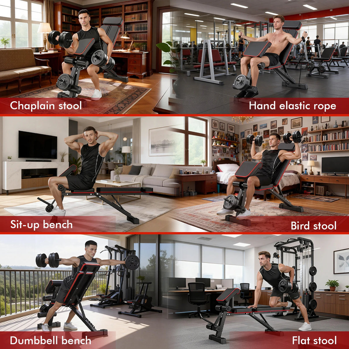 Adjustable Foldable Weight Bench With Headrest