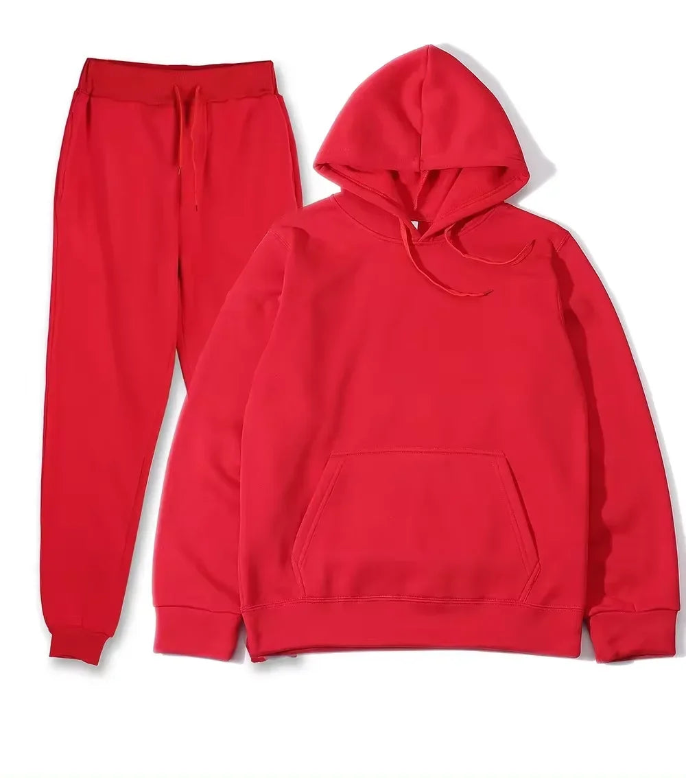 Winter Tracksuit Women Two Piece Set Hooded Sweatpants