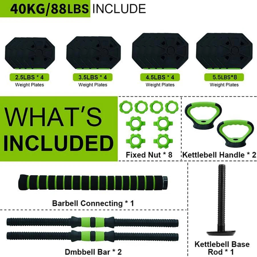 HiMISS 4-In-1 Adjustable Kettlebell Dumbbell Set