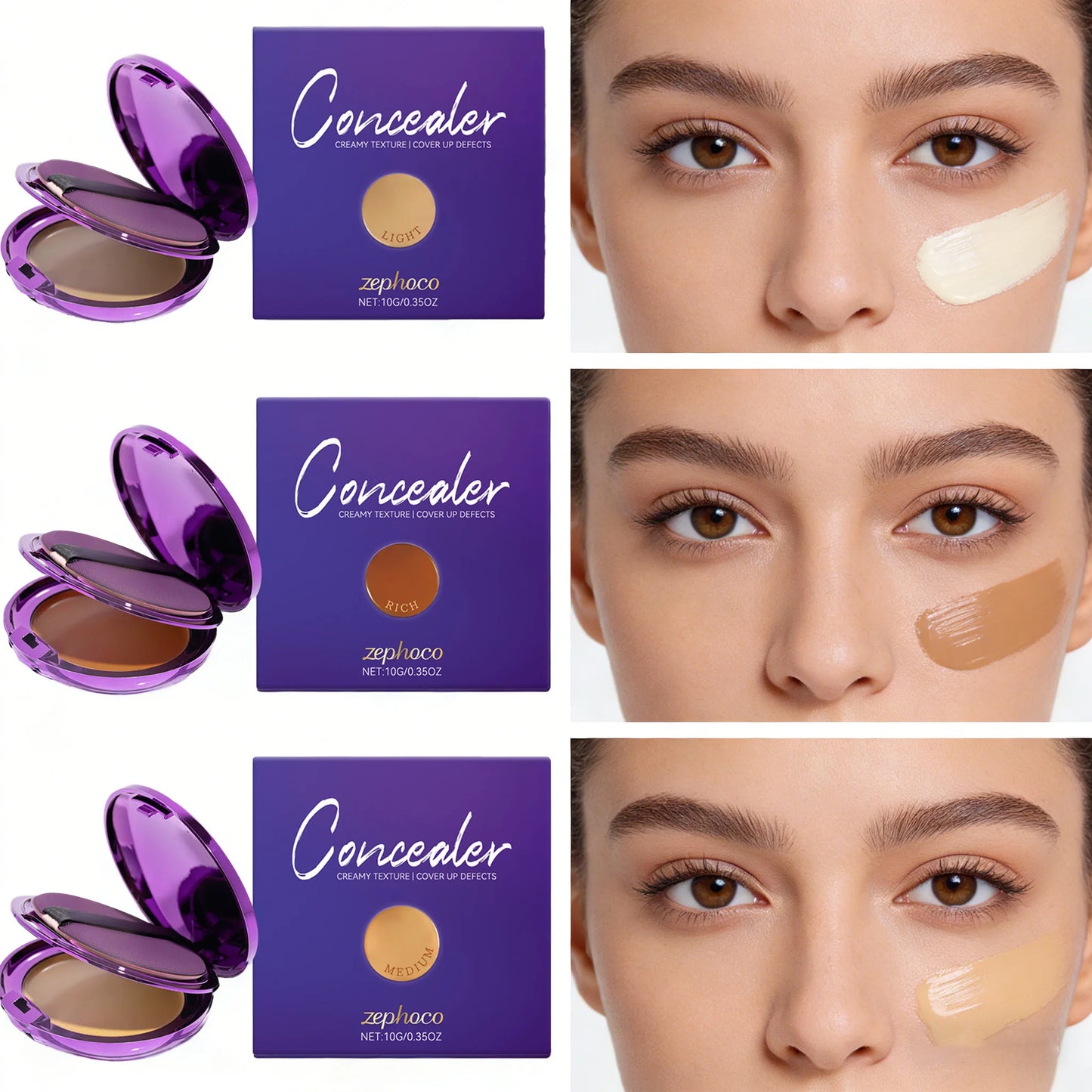 Zephoco Concealer Palette Moisturizing Sweatproof Full Coverage Transferproof