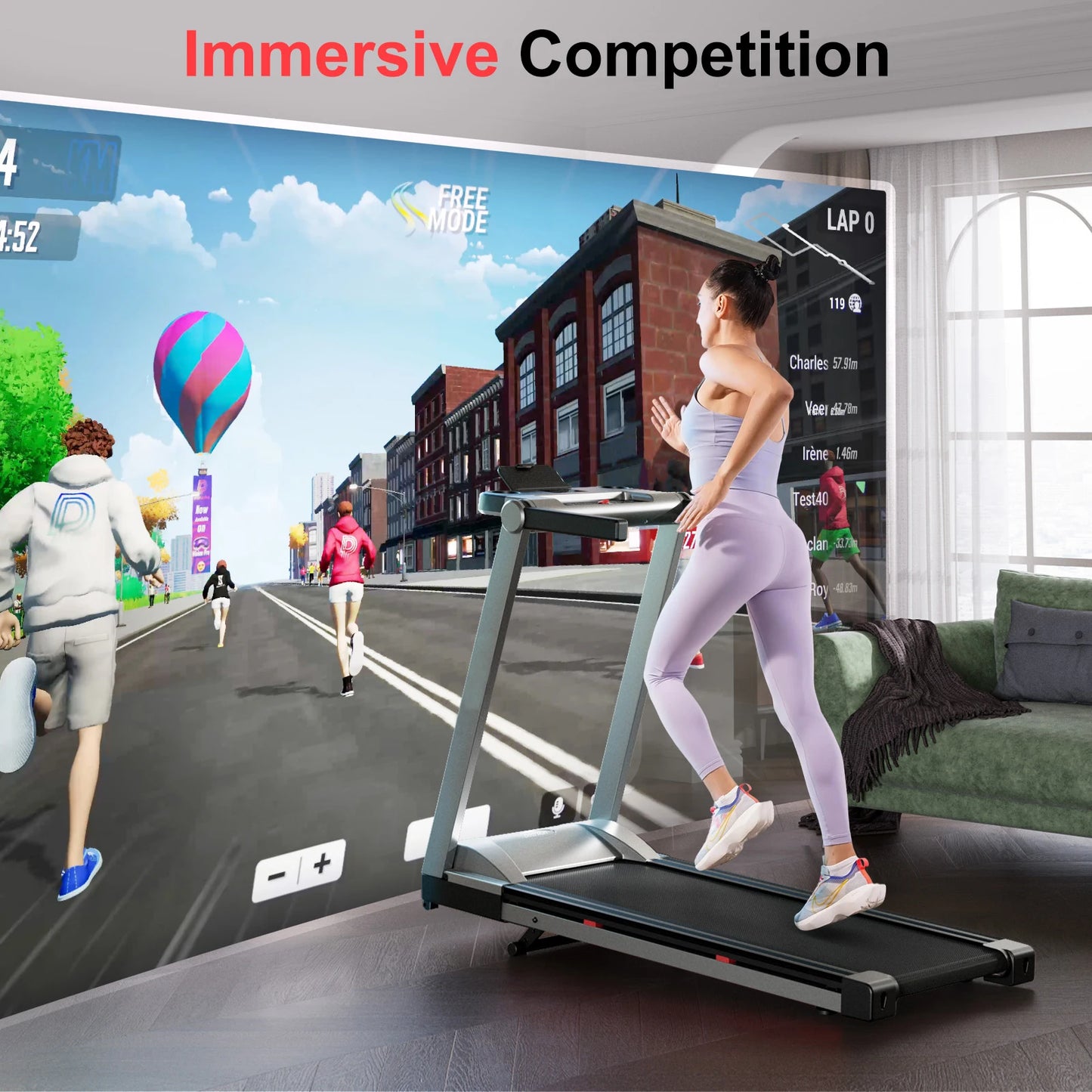Superun Foldable Incline Treadmill With Hand Rail