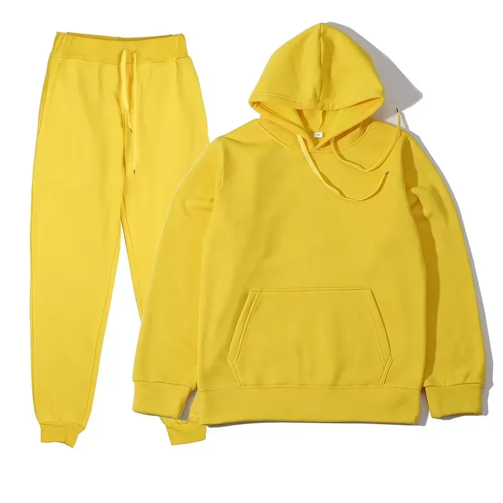 Winter Tracksuit Women Two Piece Set Hooded Sweatpants