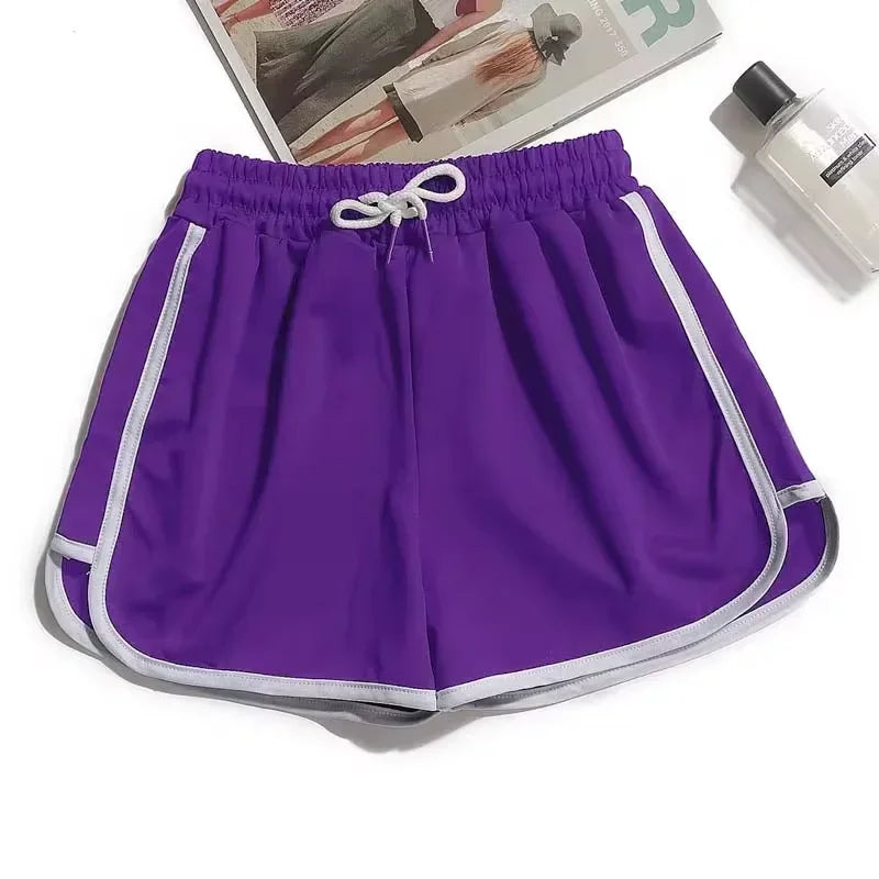 Striped Sports Shorts Women Loose Wide Leg