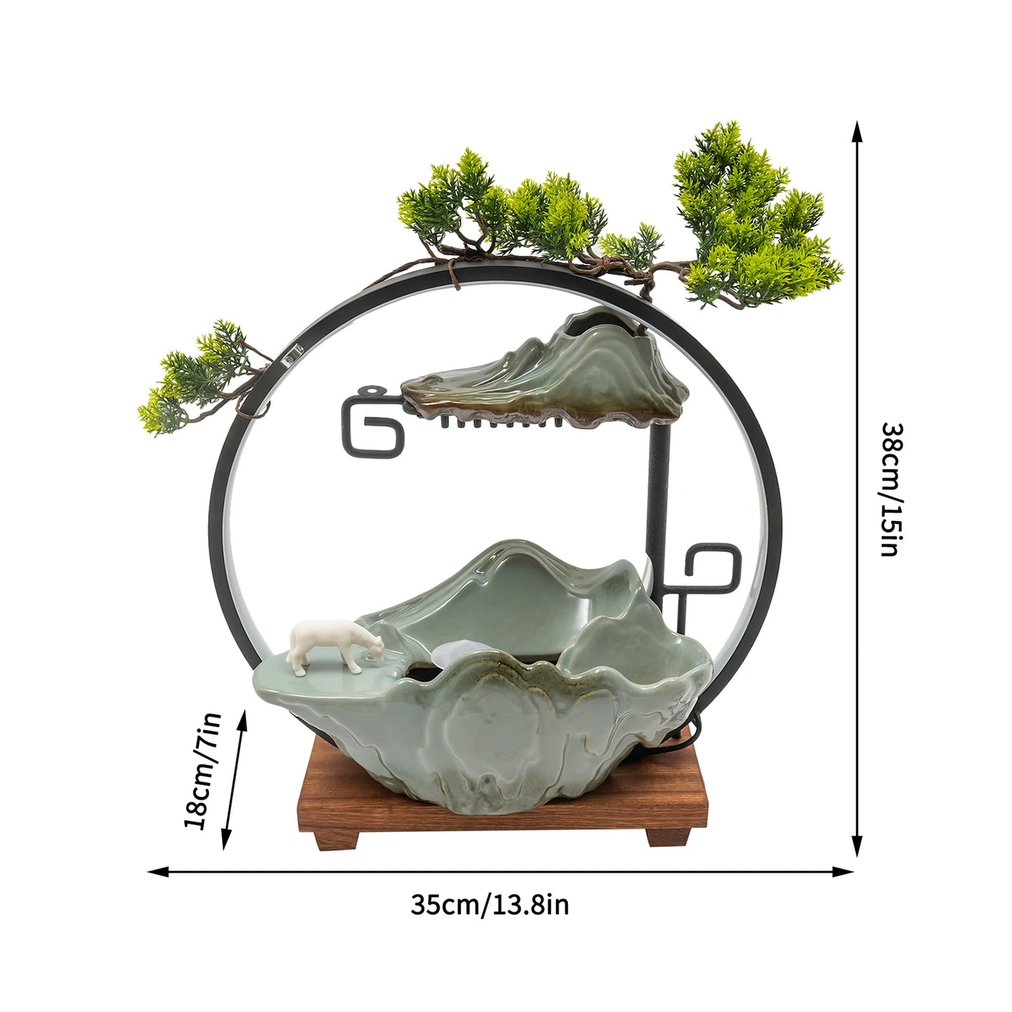 Indoor Tabletop Water Fountain Waterfall Mist LED
