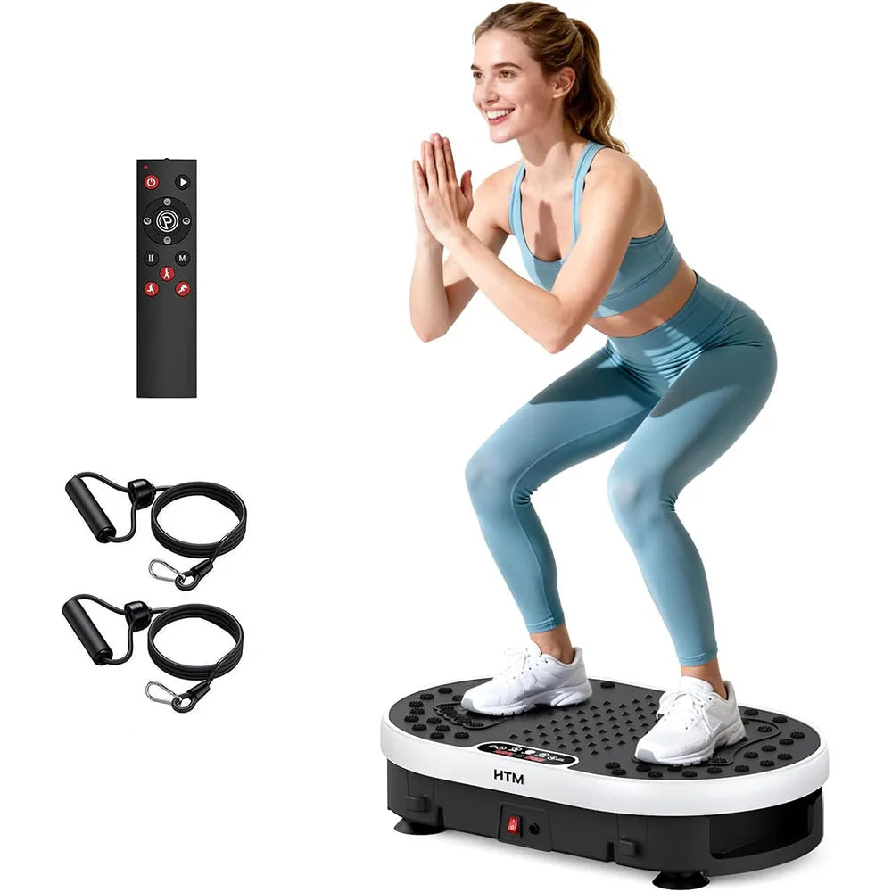 HTMM Vibration Plate Exercise Machine 120 Speed Levels 9 Preset Programs