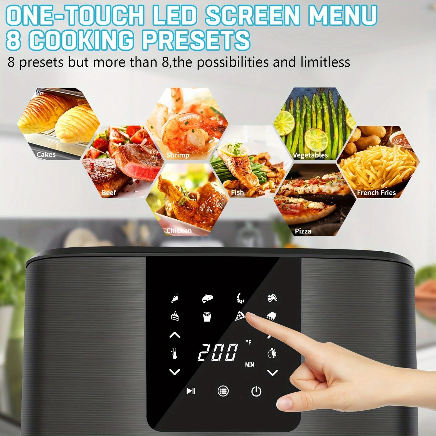 KitCook Air Fryer 1500W With 8 Presets