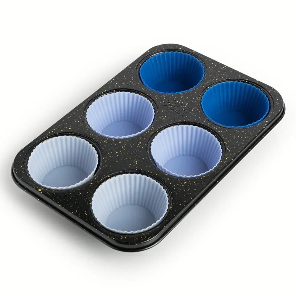 Silicone Muffin Pan With Liners And Aluminized Steel Tray