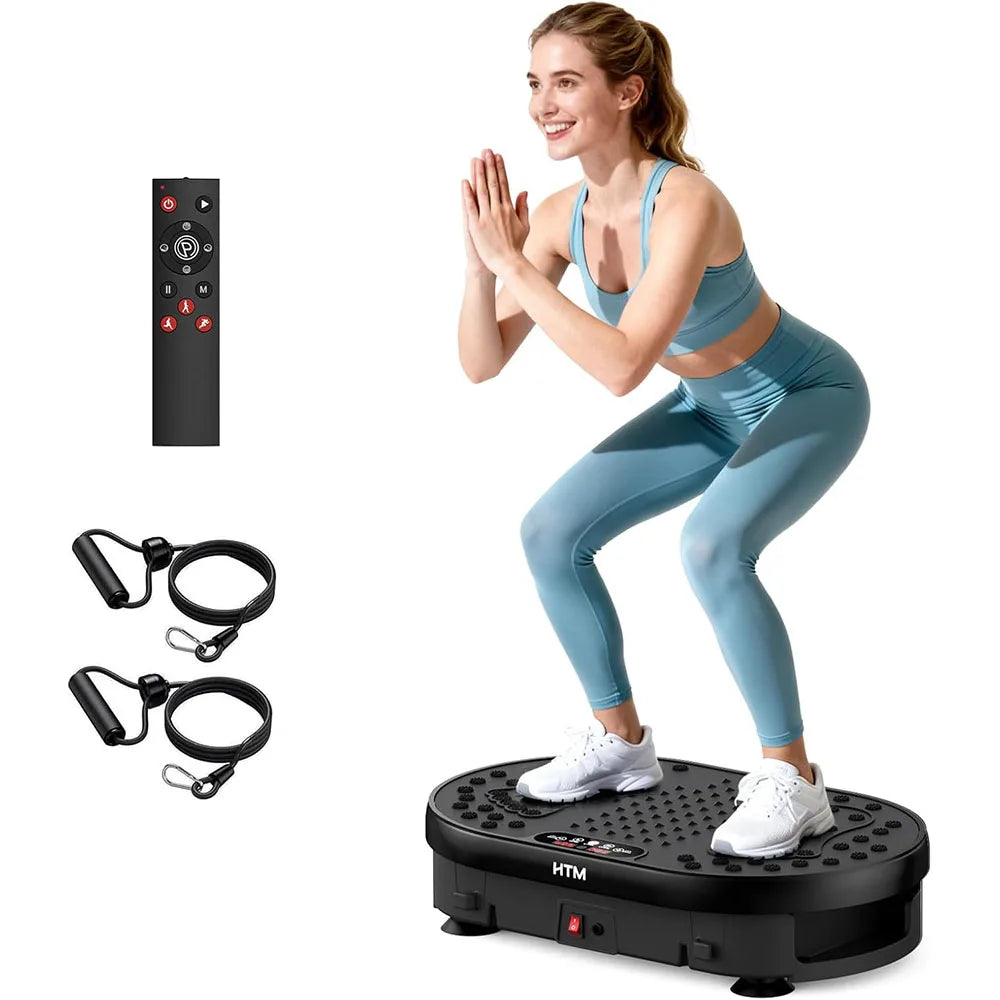 HTMM Vibration Plate Exercise Machine 120 Speed Levels 9 Preset Programs