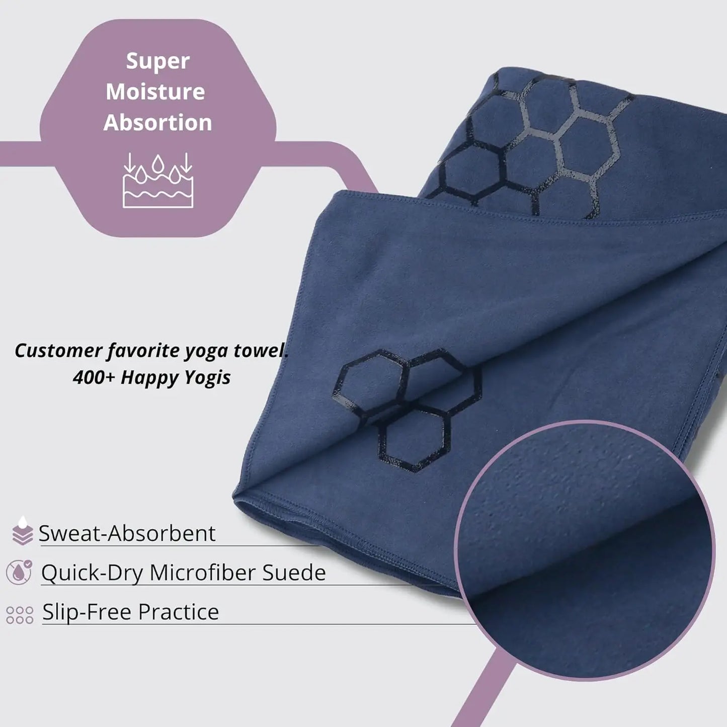 Non Slip Yoga Mat Towel With Honeycomb Grip