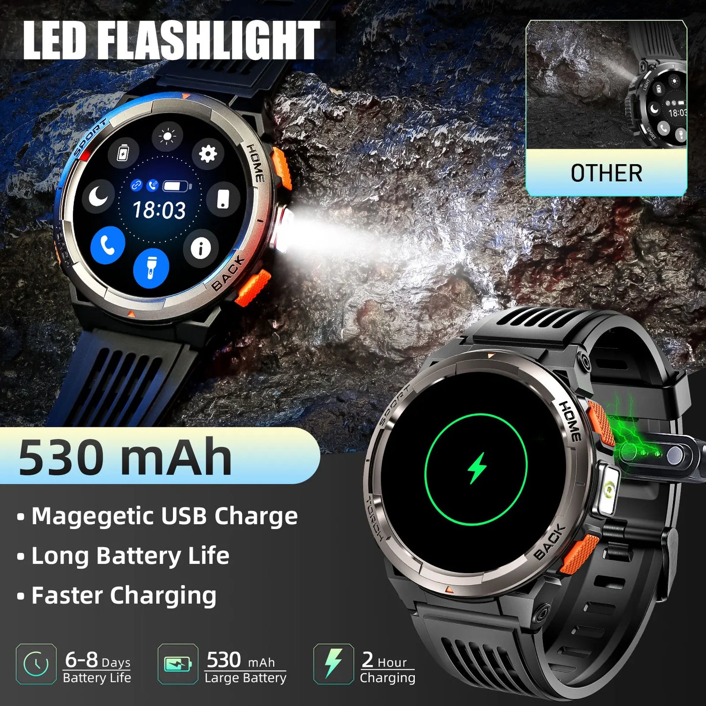 EIGIIS KE5 Smartwatch 3ATM Waterproof With Compass And Altitude Barometer