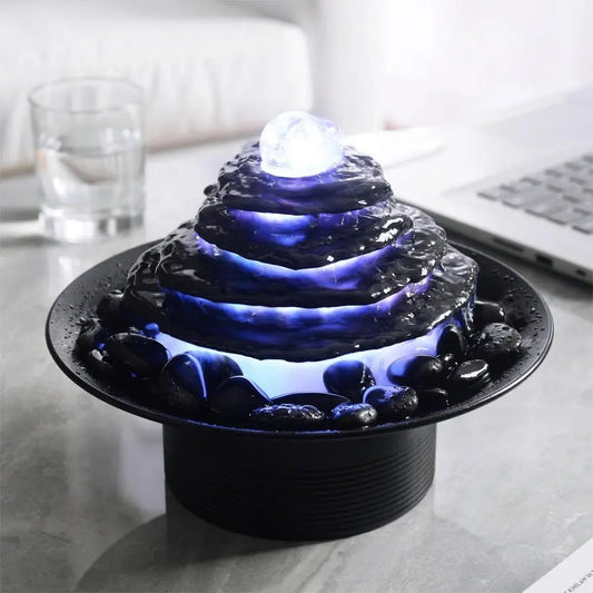 Stone Flake Waterfall Tabletop Fountain