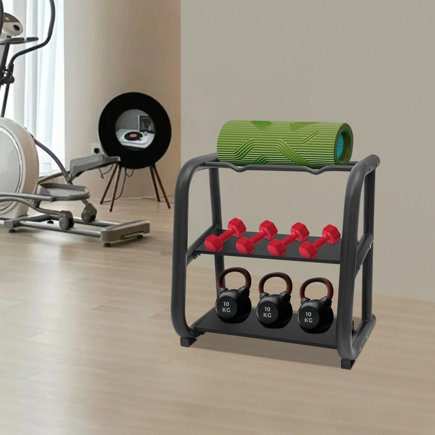 Kettlebell Storage Rack, Black Dumbbell Stand, Multifunctional Weight Stand，home, office, gym，Load bearing 220.46lbs，
