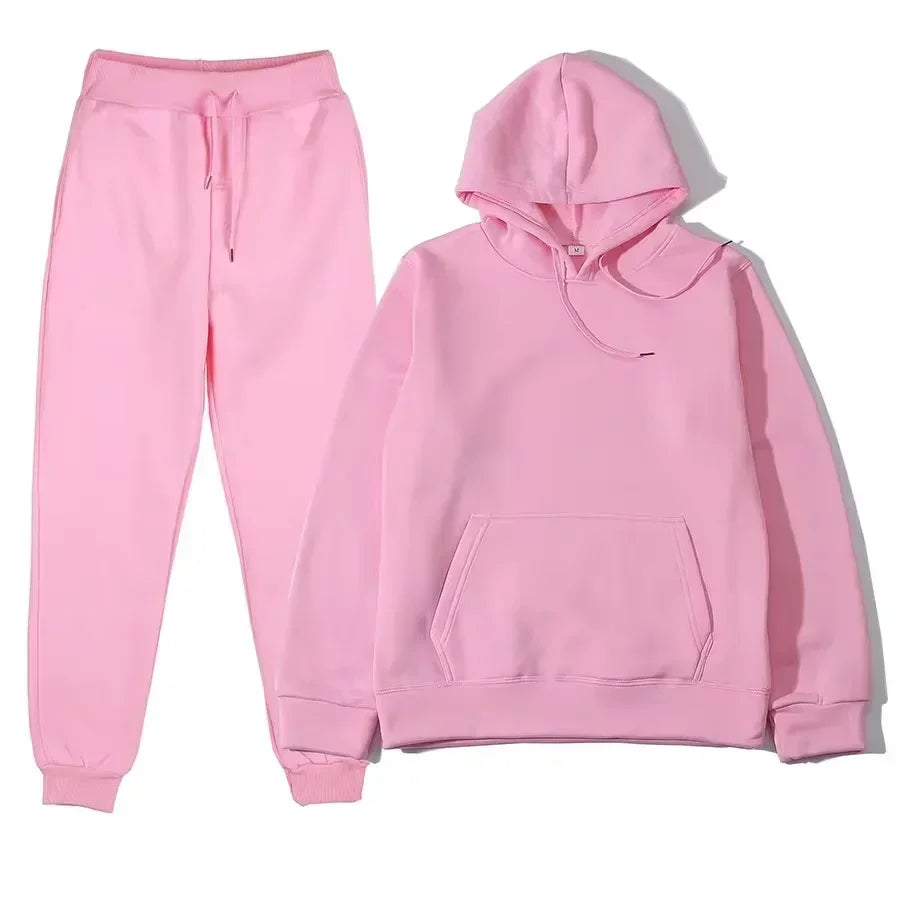 Winter Tracksuit Women Two Piece Set Hooded Sweatpants