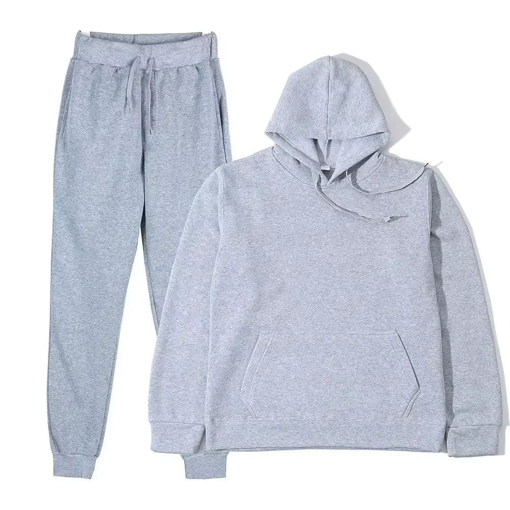 Winter Tracksuit Women Two Piece Set Hooded Sweatpants