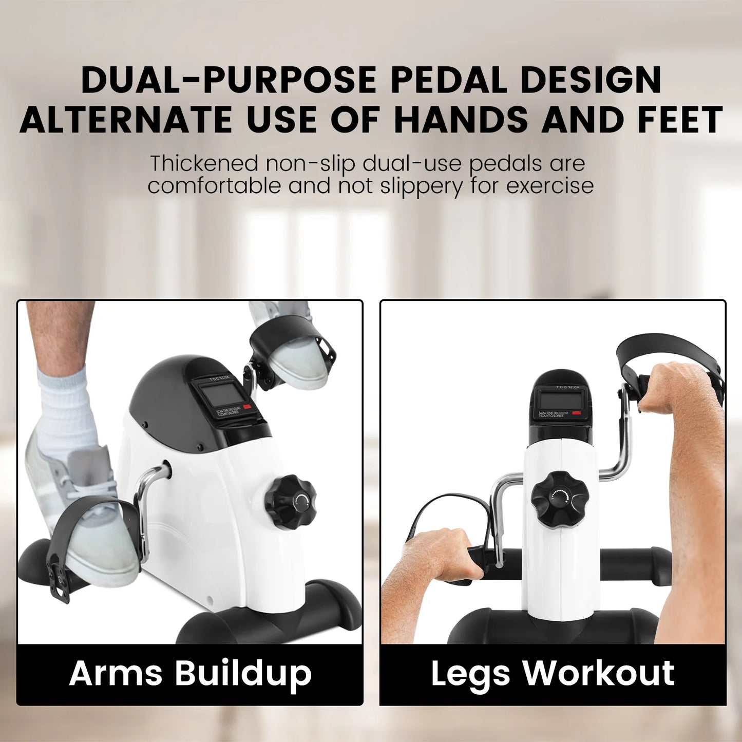 Mini Exercise Bike Multi-Function Stepper Digital Under Desk LCD Screen Display Training Pedal Exerciser Peddler for Leg Arm