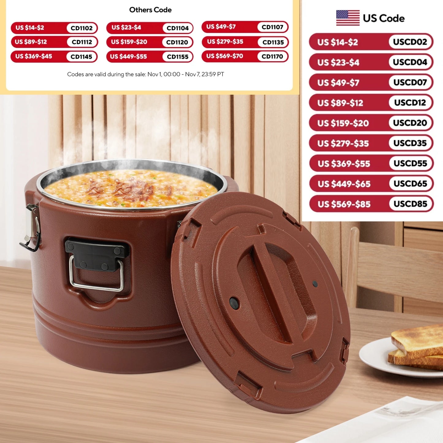 Stainless Steel Food Warmer Insulated Carrier