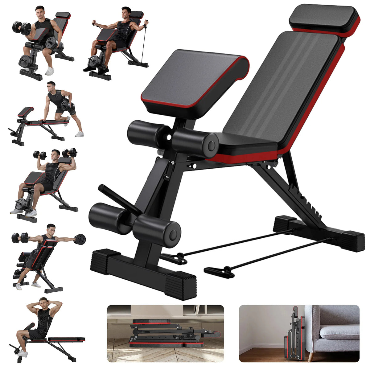 Adjustable Foldable Weight Bench With Headrest