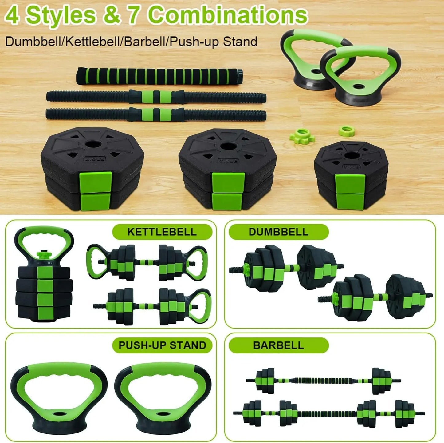 HiMISS 4-In-1 Adjustable Kettlebell Dumbbell Set