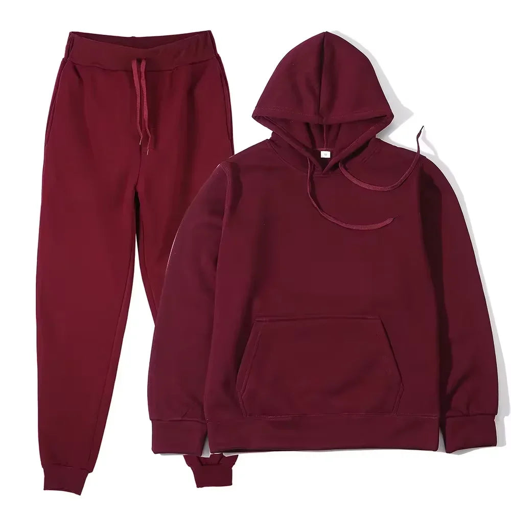 Winter Tracksuit Women Two Piece Set Hooded Sweatpants