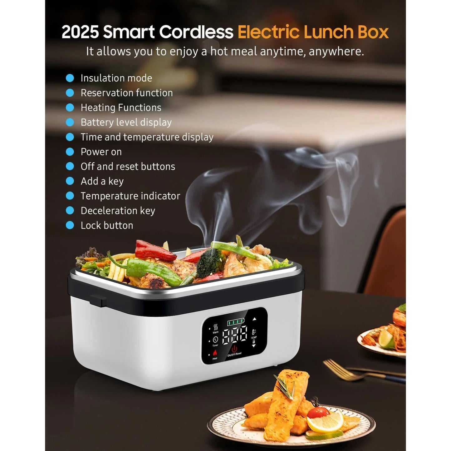 Rechargeable 8000mAh Timer Lunch Box with Warmer