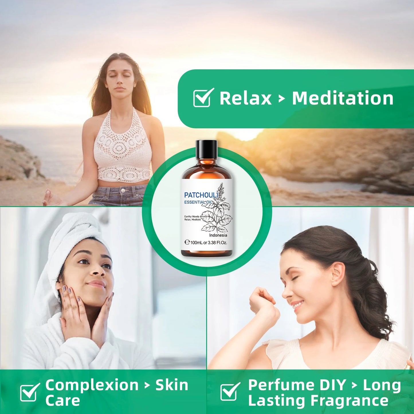 HIQILI Patchouli Essential Oil Pure Aromatherapy