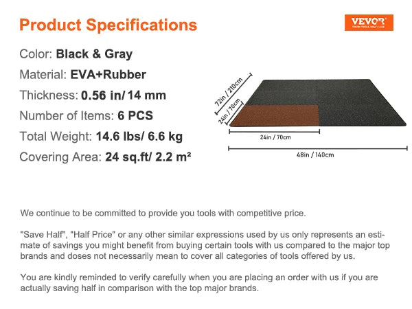 SucceBuy Interlocking Gym Floor Mats With Eva Foam Rubber