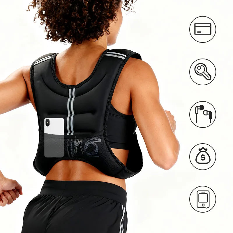 Adjustable Weighted Vest With Large Storage Pockets For