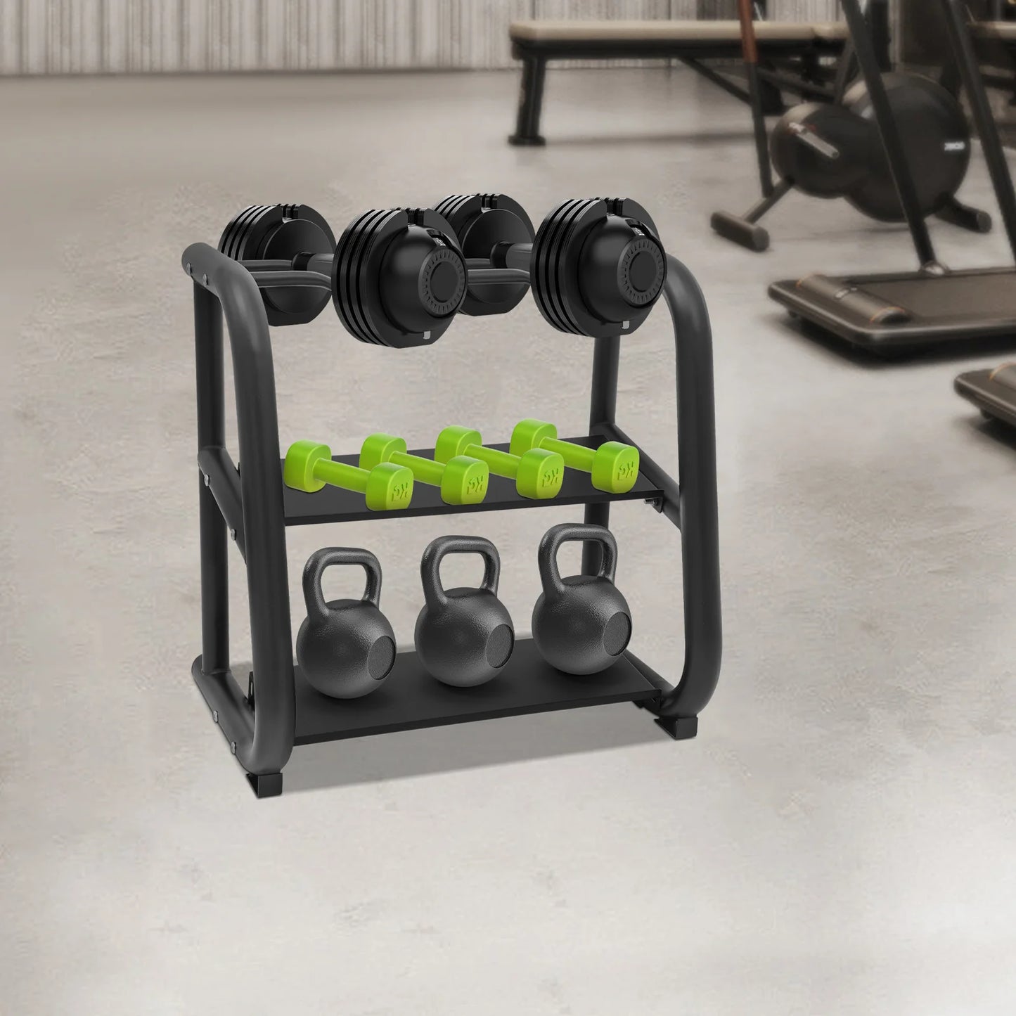 Kettlebell Storage Rack, Black Dumbbell Stand, Multifunctional Weight Stand，home, office, gym，Load bearing 220.46lbs，