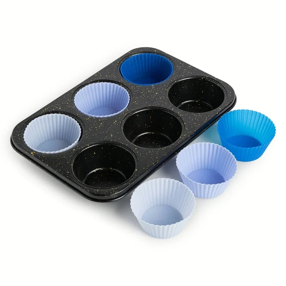 Silicone Muffin Pan With Liners And Aluminized Steel Tray
