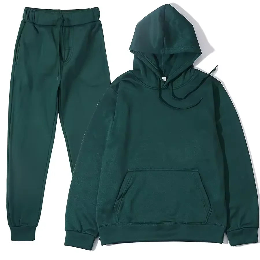 Winter Tracksuit Women Two Piece Set Hooded Sweatpants