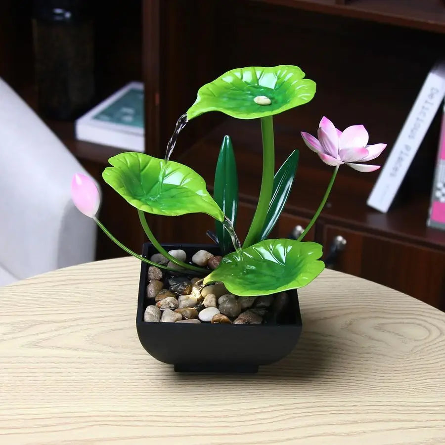 3 Tier Lotus Tabletop Waterfall Fountain For Desk Relaxation Home Decor