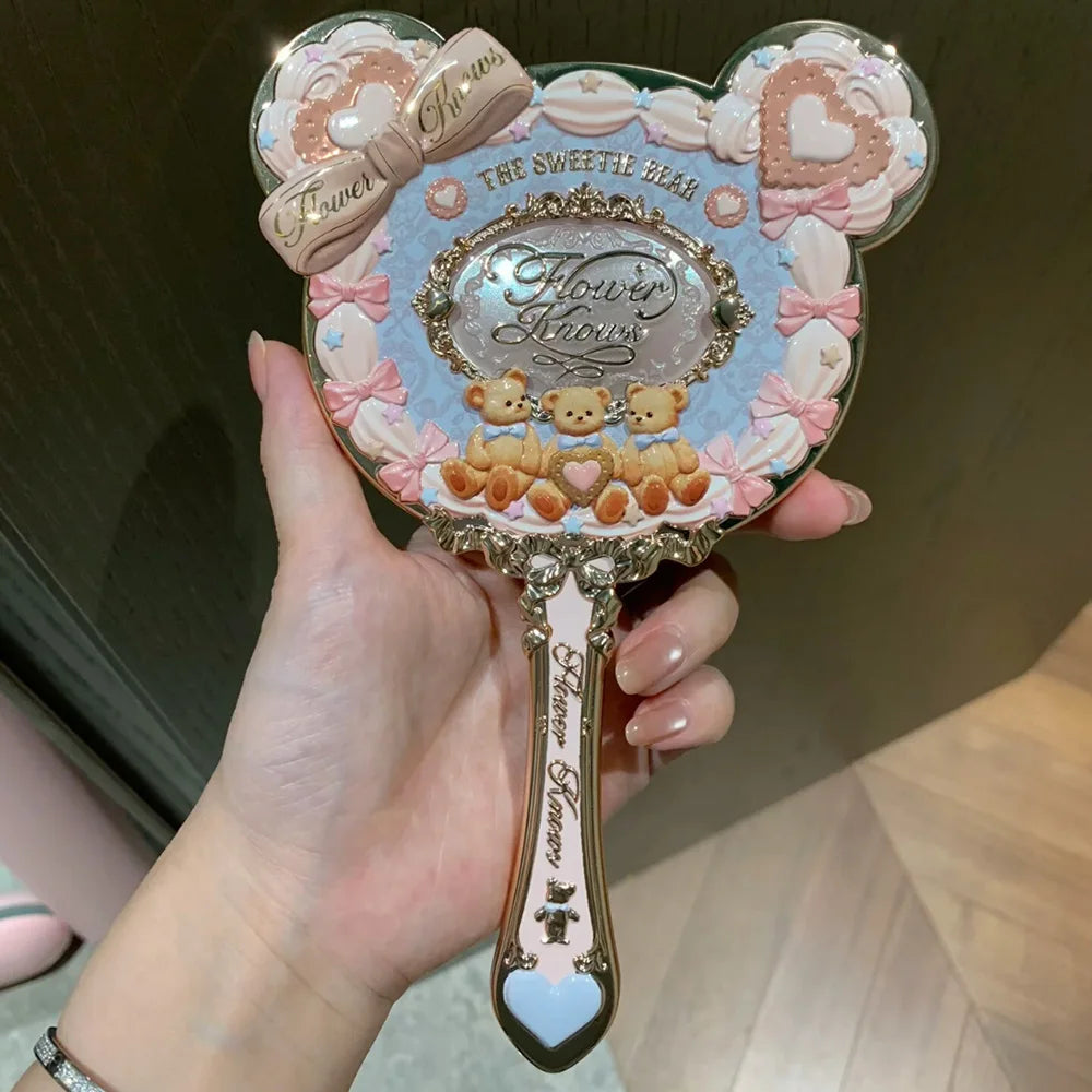 Hand Mirror With Powder Puff And Canvas Tote Bag
