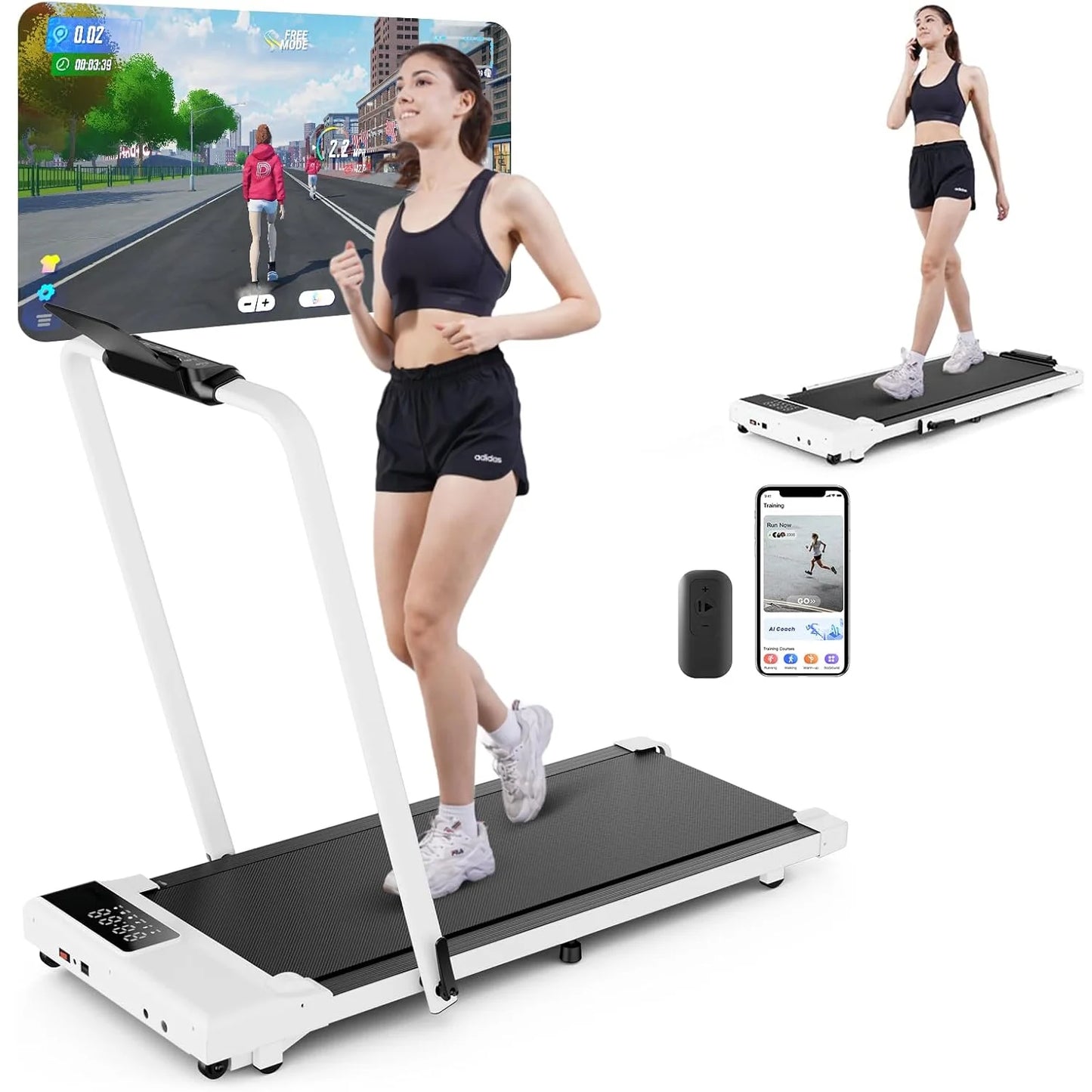 Superun 3in1 Walking Pad Treadmill 300 Lb Capacity 3.0HP HomeOffice