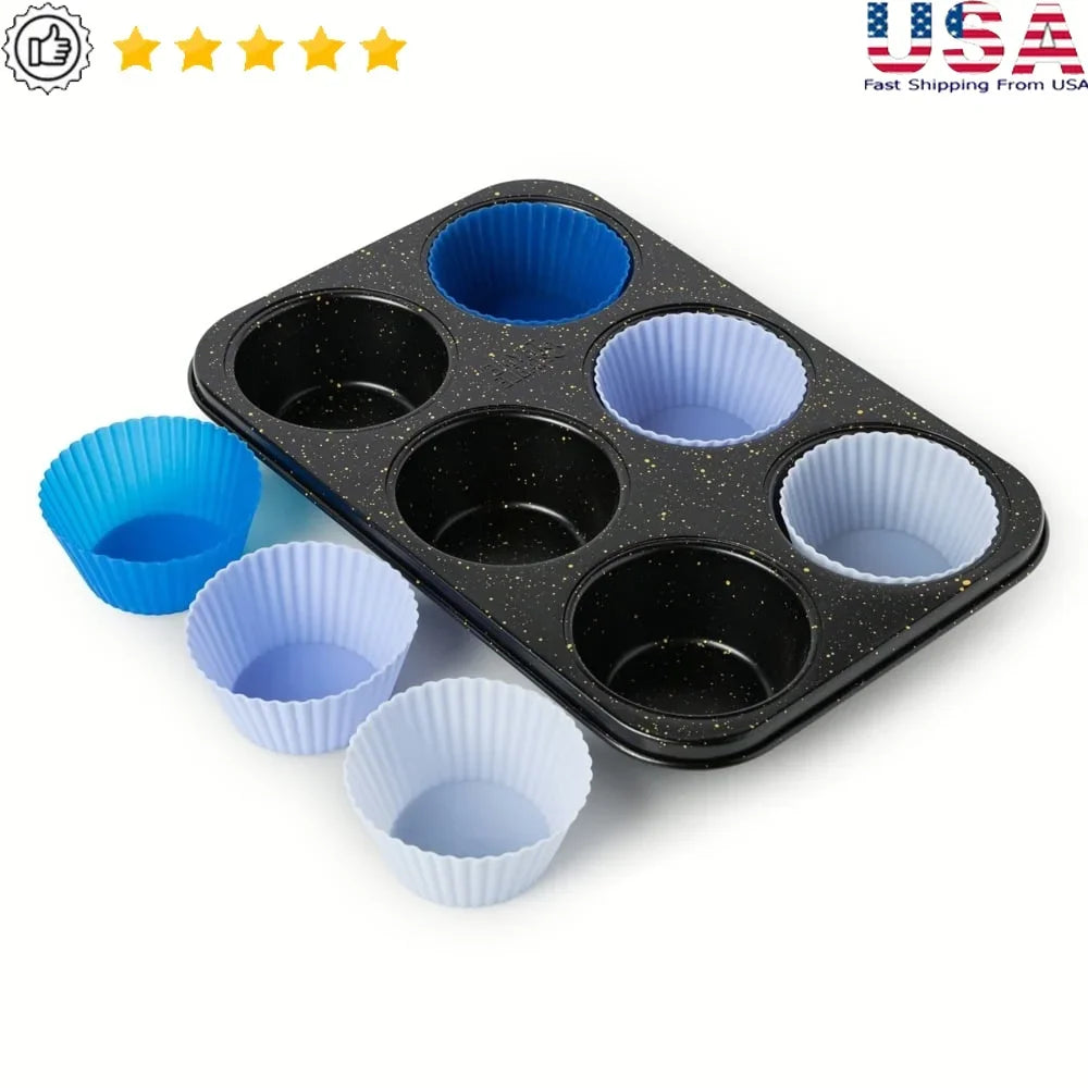 Silicone Muffin Pan With Liners And Aluminized Steel Tray