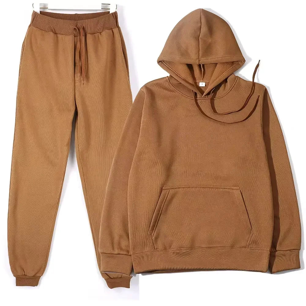 Winter Tracksuit Women Two Piece Set Hooded Sweatpants