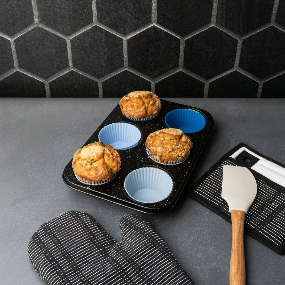 Silicone Muffin Pan With Liners And Aluminized Steel Tray