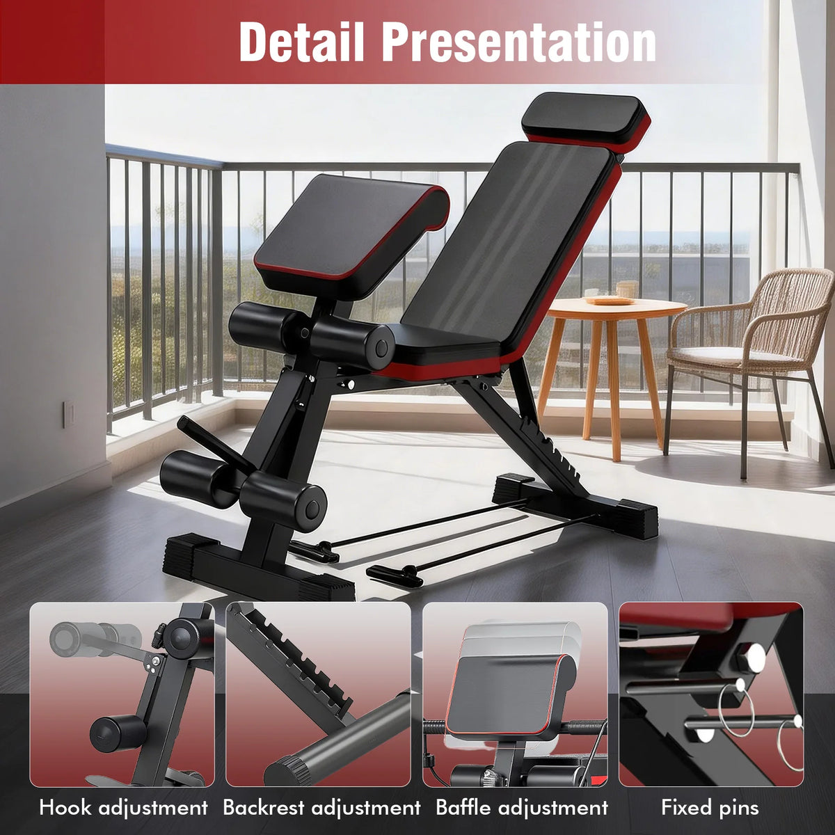 Adjustable Foldable Weight Bench With Headrest