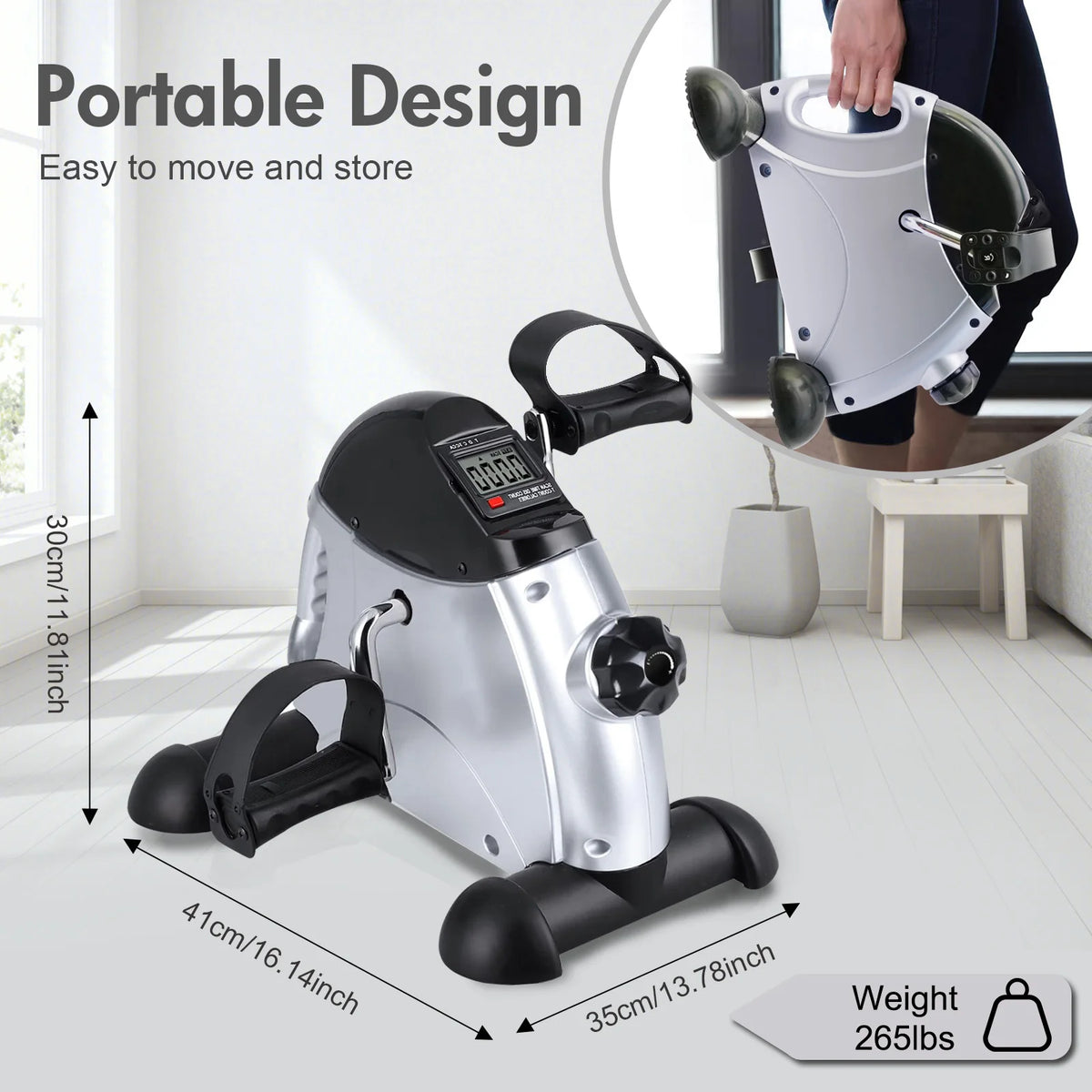 Mini Under Desk Pedal Exerciser Bike With Digital LCD Screen