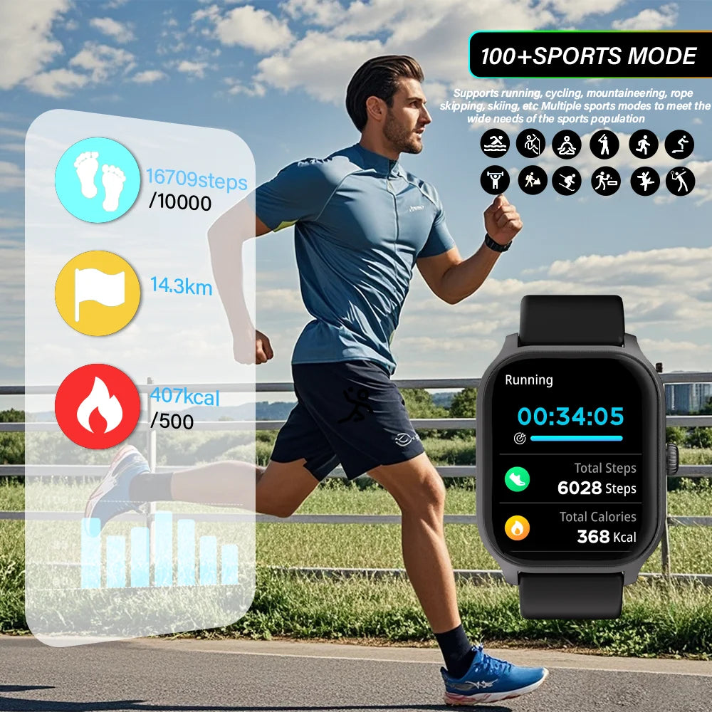 LAXASFIT Smartwatch Bluetooth Calling Voice Assistant 100 Sports Android Ios