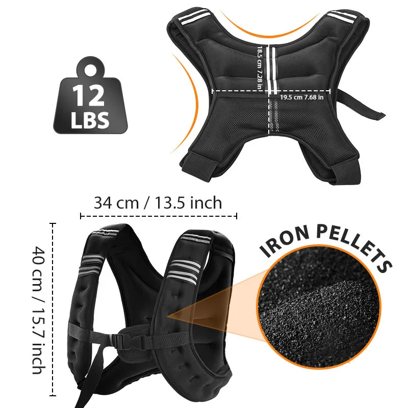 Adjustable Weighted Vest With Large Storage Pockets For