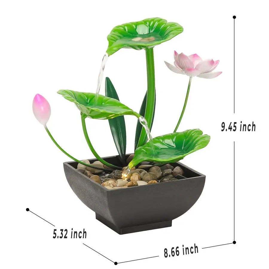 3 Tier Lotus Tabletop Waterfall Fountain For Desk Relaxation Home Decor