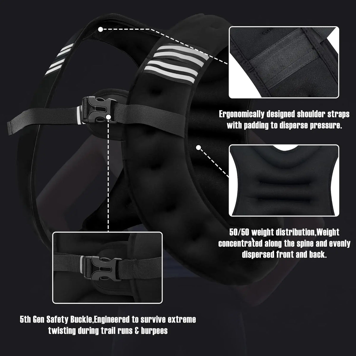 Adjustable Weighted Vest With Large Storage Pockets For