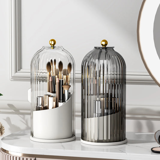 Makeup Brush Holder With Lid 360 Rotating