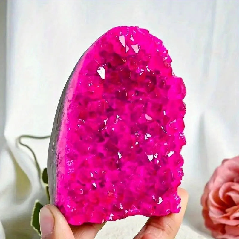 300-400g Pink Geode Quartz Crystal Rose Red Crystal Quartz Room Decor Crystals Crystals and Stones Healing