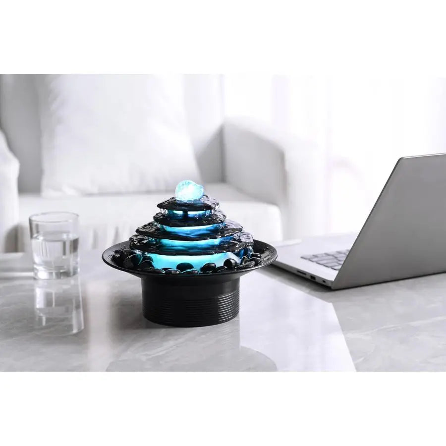 Stone Flake Waterfall Tabletop Fountain