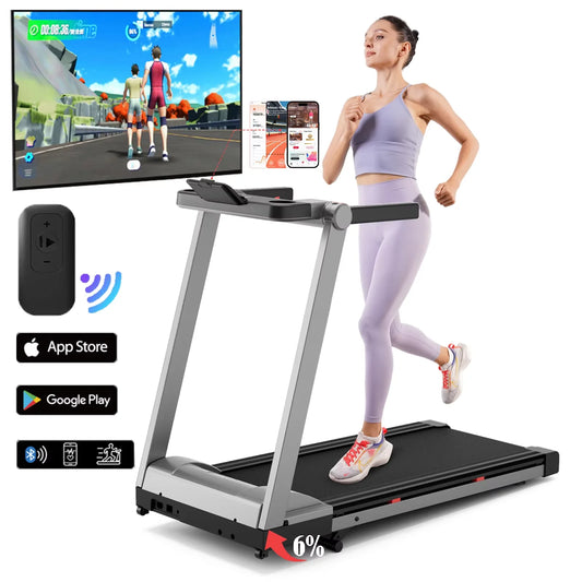 Superun Foldable Incline Treadmill With Hand Rail