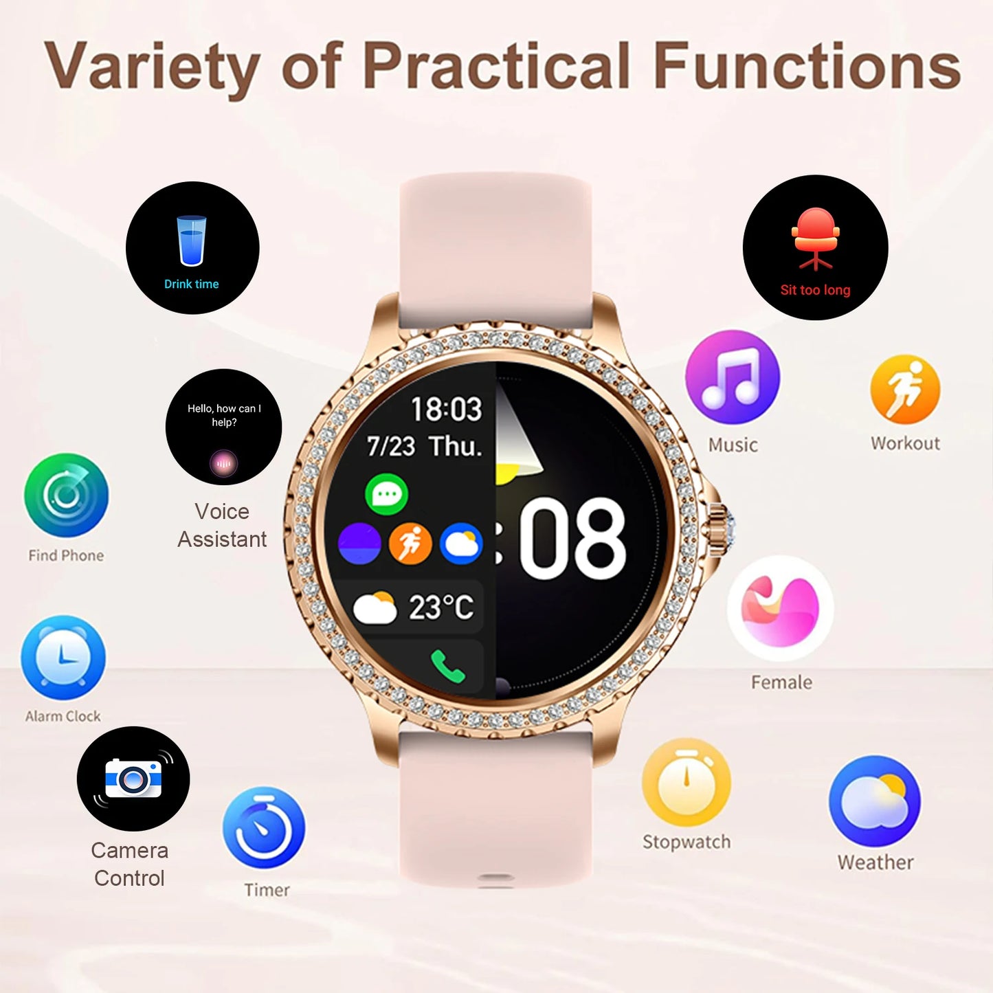 INNOFOVO Women Smartwatch Touchscreen Fitness Tracker With Wireless Calls