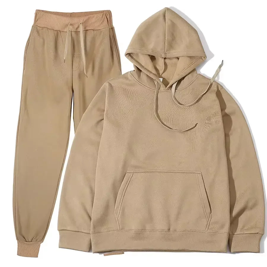 Winter Tracksuit Women Two Piece Set Hooded Sweatpants