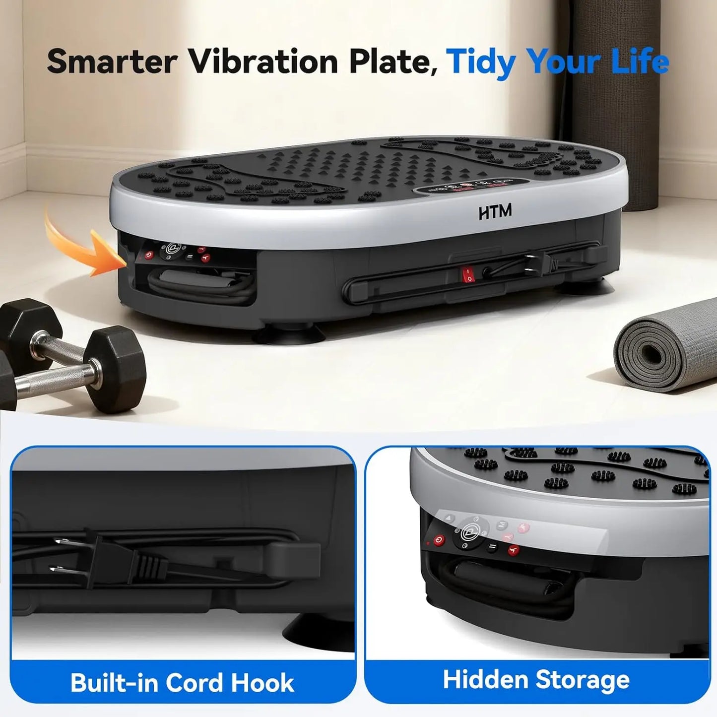 HTMM Vibration Plate Exercise Machine 120 Speed Levels 9 Preset Programs