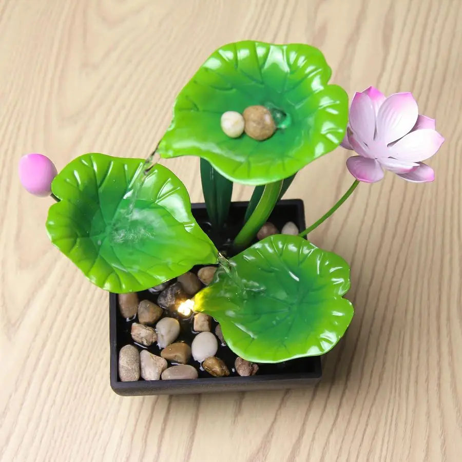 3 Tier Lotus Tabletop Waterfall Fountain For Desk Relaxation Home Decor